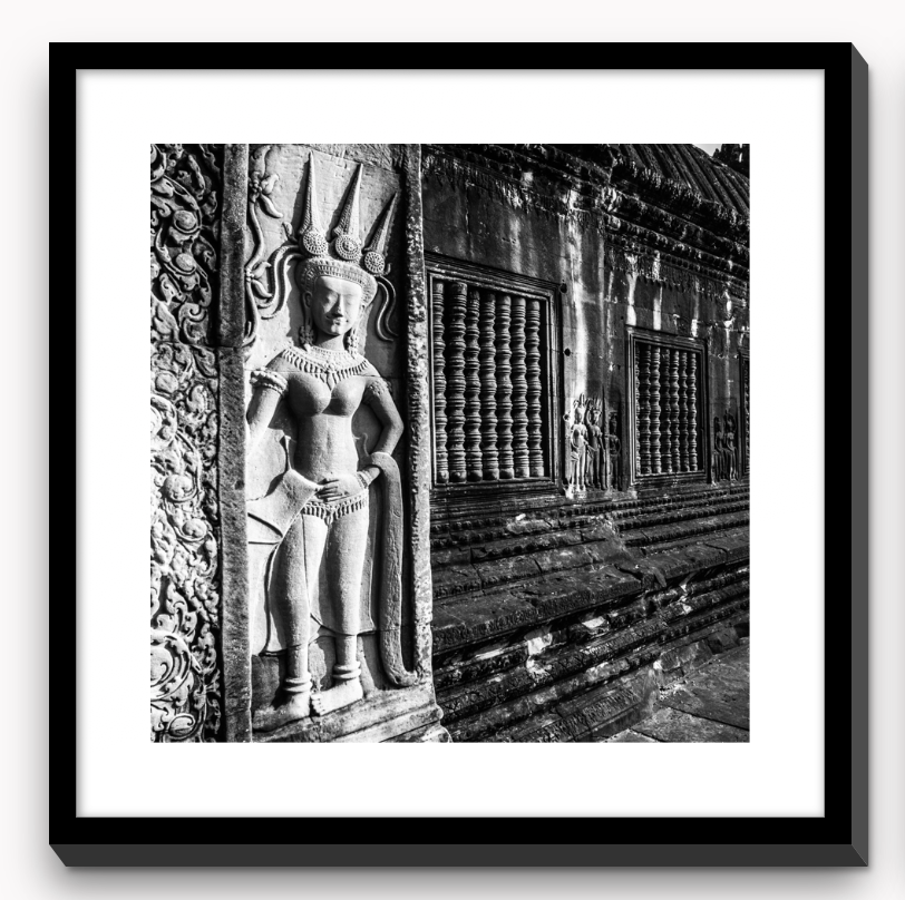 Mosaic Wall Art: Angkor Temple Scenes (black/white)